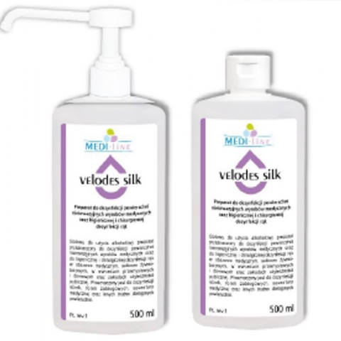 Velodes Silk - produs pe bază de alcool gata de utilizare pentru dezinfectarea  mâinilor și dezinfectarea dispozitivelor medicale