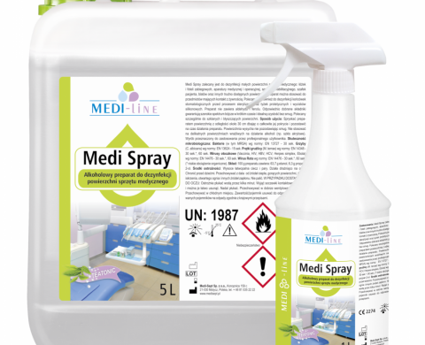 Medi Spray - Produs pe bază de alcool, gata de utilizare pentru curățarea și dezinfectarea suprafețelor și instrumentelor medicale